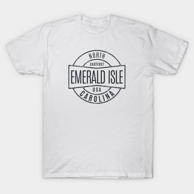 Emerald Isle, NC Summertime Vacationing Vintage Badge T-Shirt by Contentarama